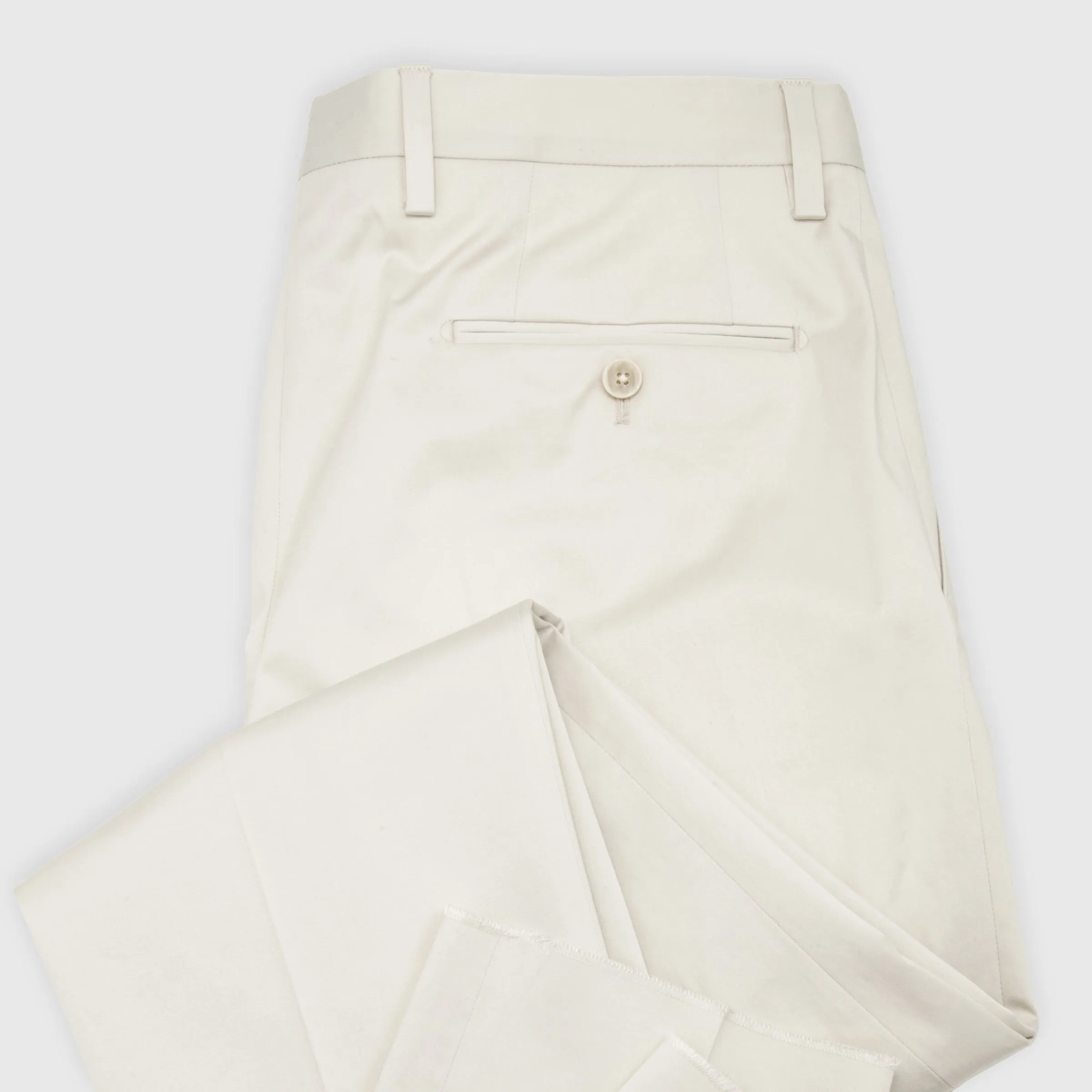 Solid Stretch Cotton Single Breasted Suit Beige