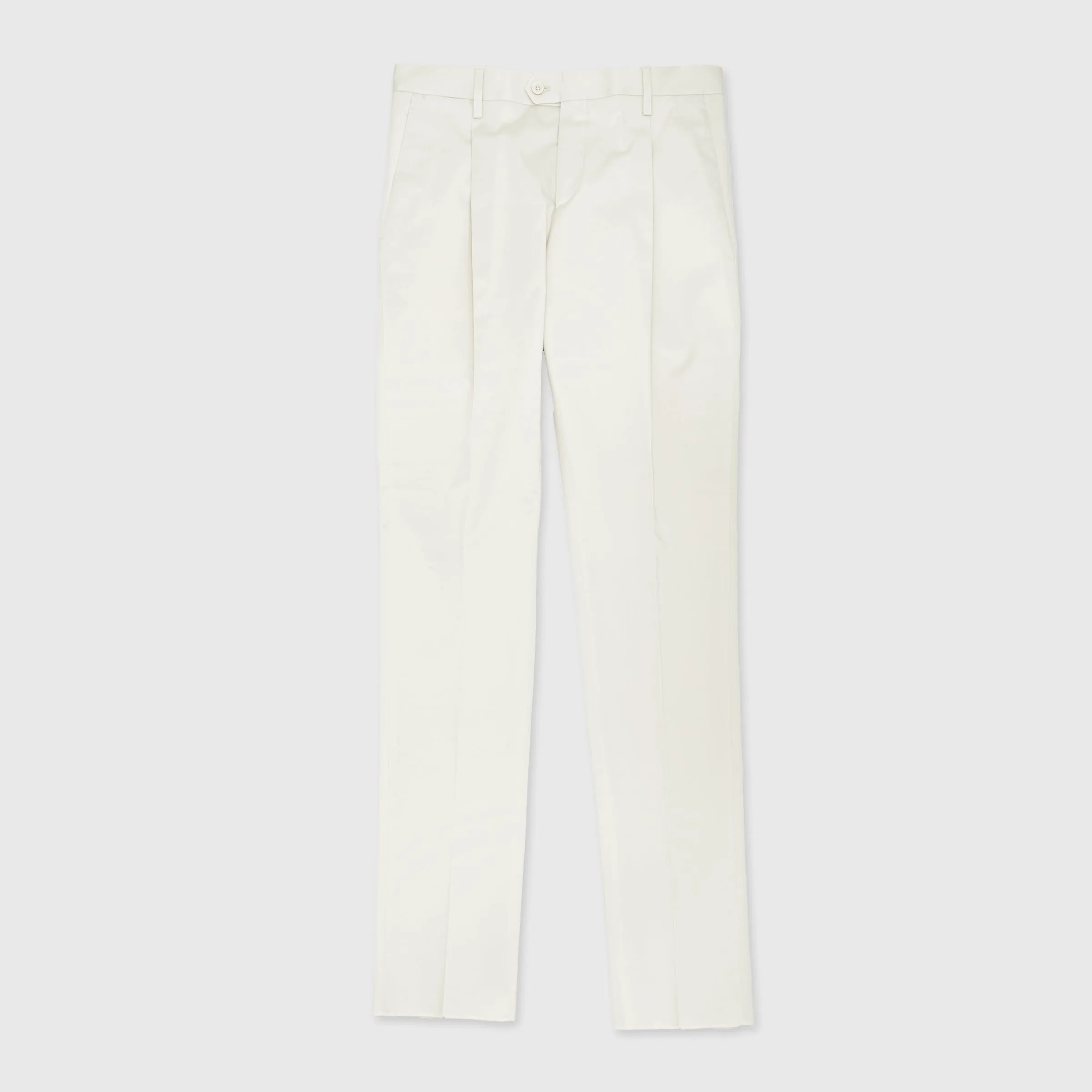 Solid Stretch Cotton Single Breasted Suit Beige