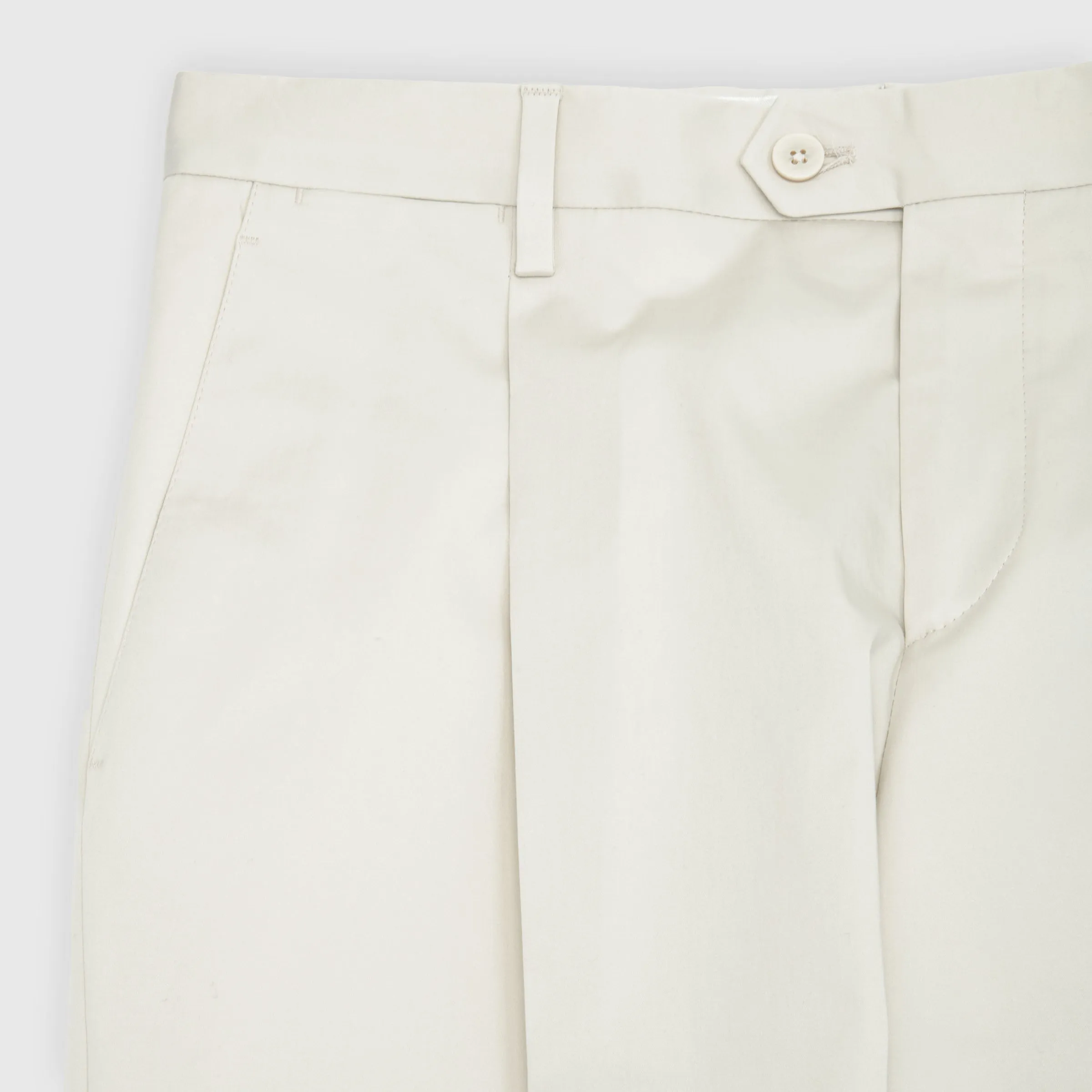 Solid Stretch Cotton Single Breasted Suit Beige