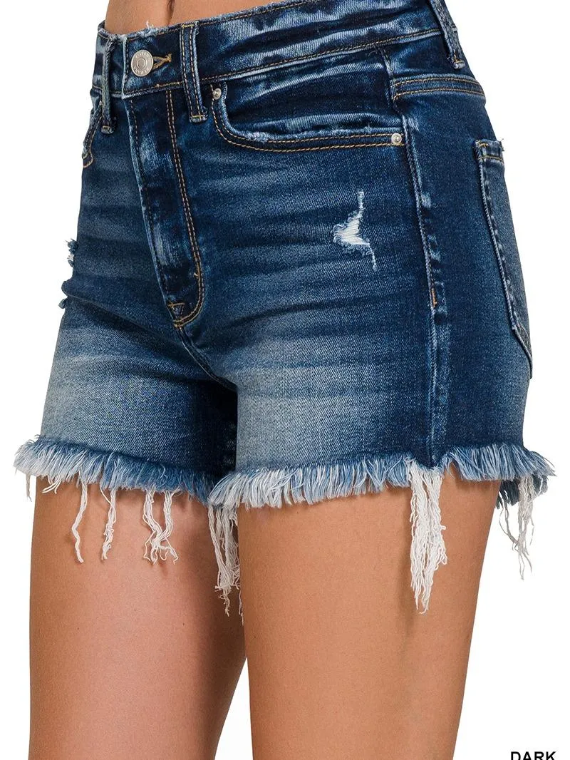 Springing in the Season Raw Hem Ripped Denim Shorts (2 Options)