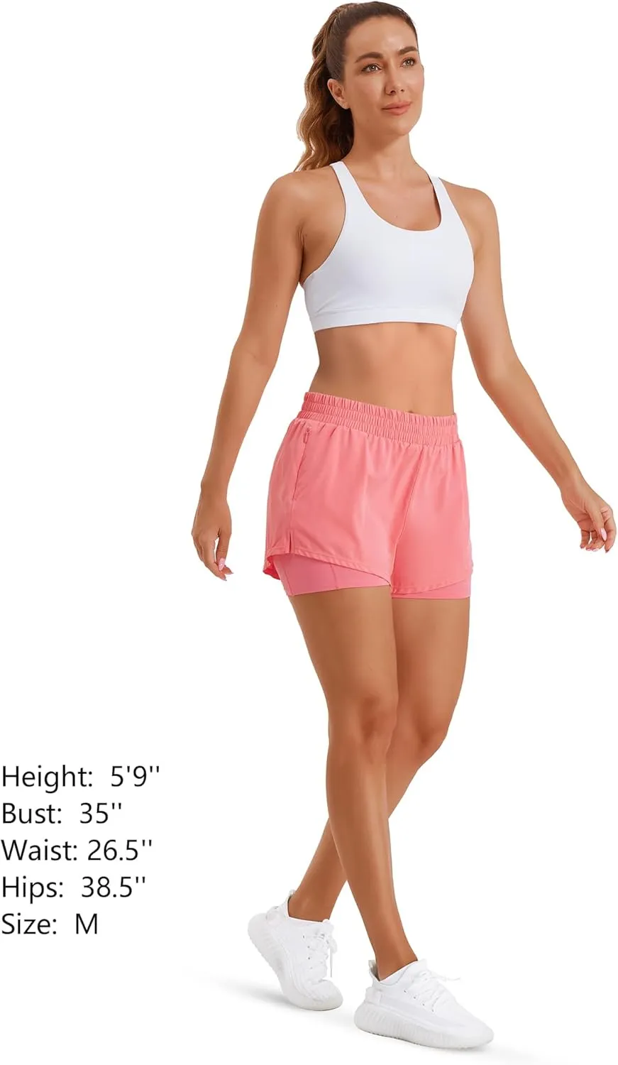 Stelle Women's 2 in 1 Running Shorts Athletic Workout Gym Shorts High Waisted Shorts with Liner Zipper Pockets