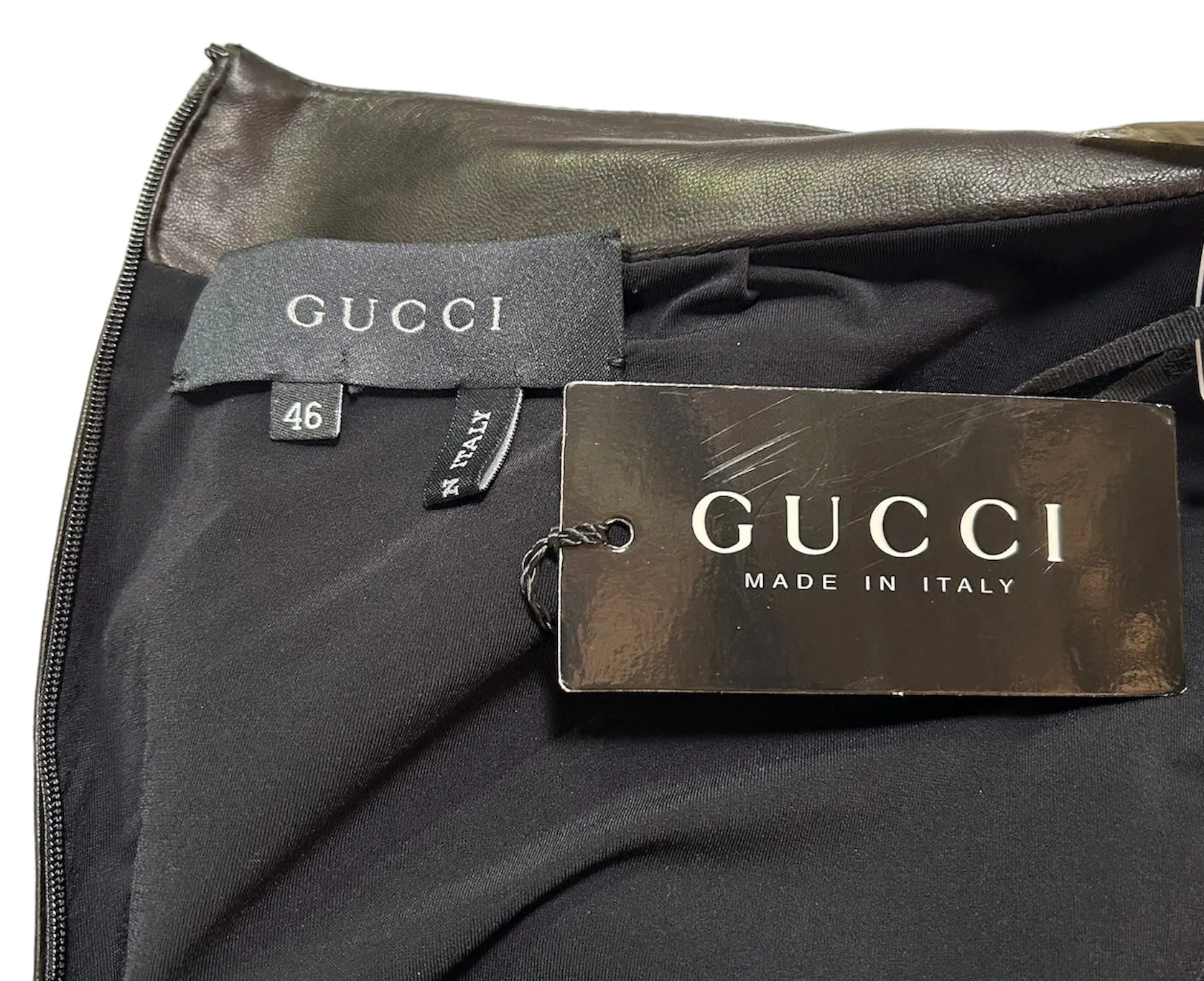 Tom Ford for Gucci Y2K Ruched Waist Crinkle Leather Skirt, NWT