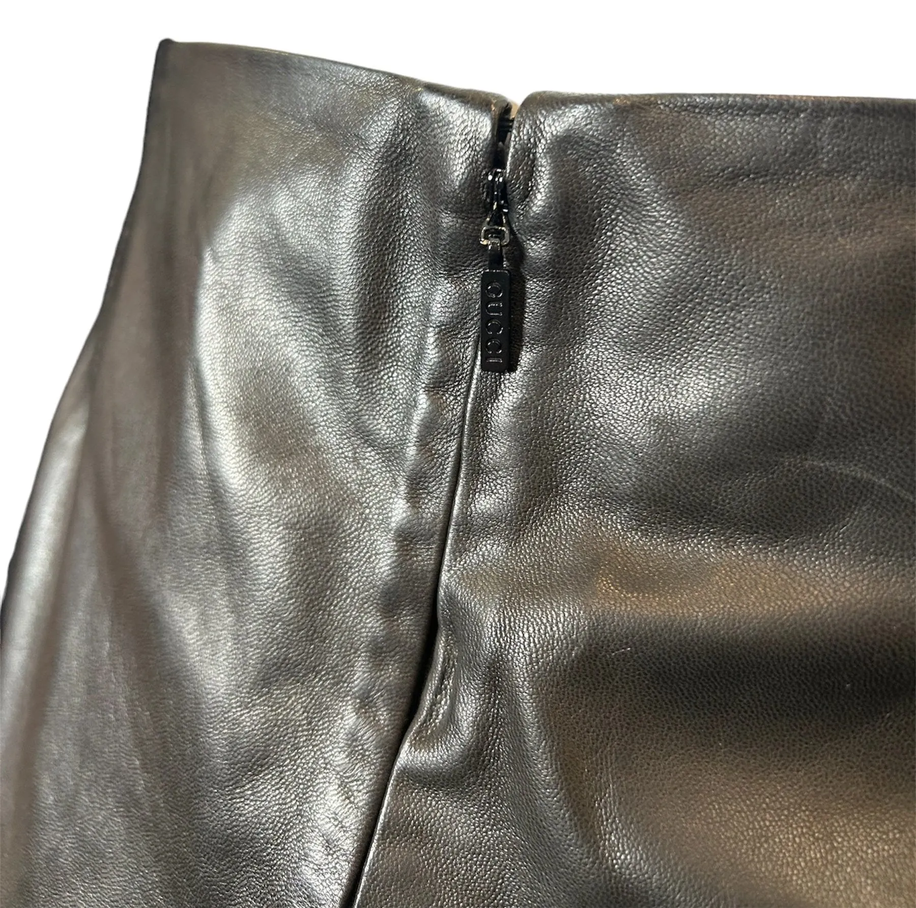 Tom Ford for Gucci Y2K Ruched Waist Crinkle Leather Skirt, NWT