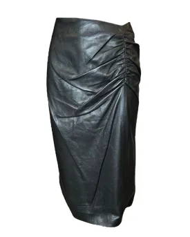 Tom Ford for Gucci Y2K Ruched Waist Crinkle Leather Skirt, NWT