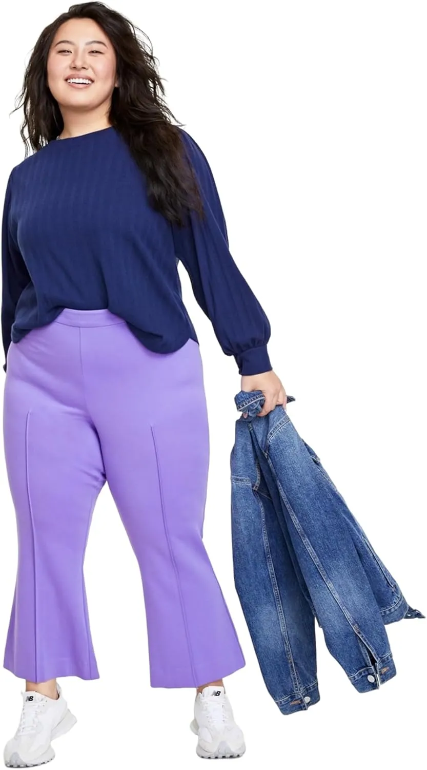 Trendy Plus Size Pont Kick-Flare Ankle Pants, Regular and Short Length Bright Iris 1X