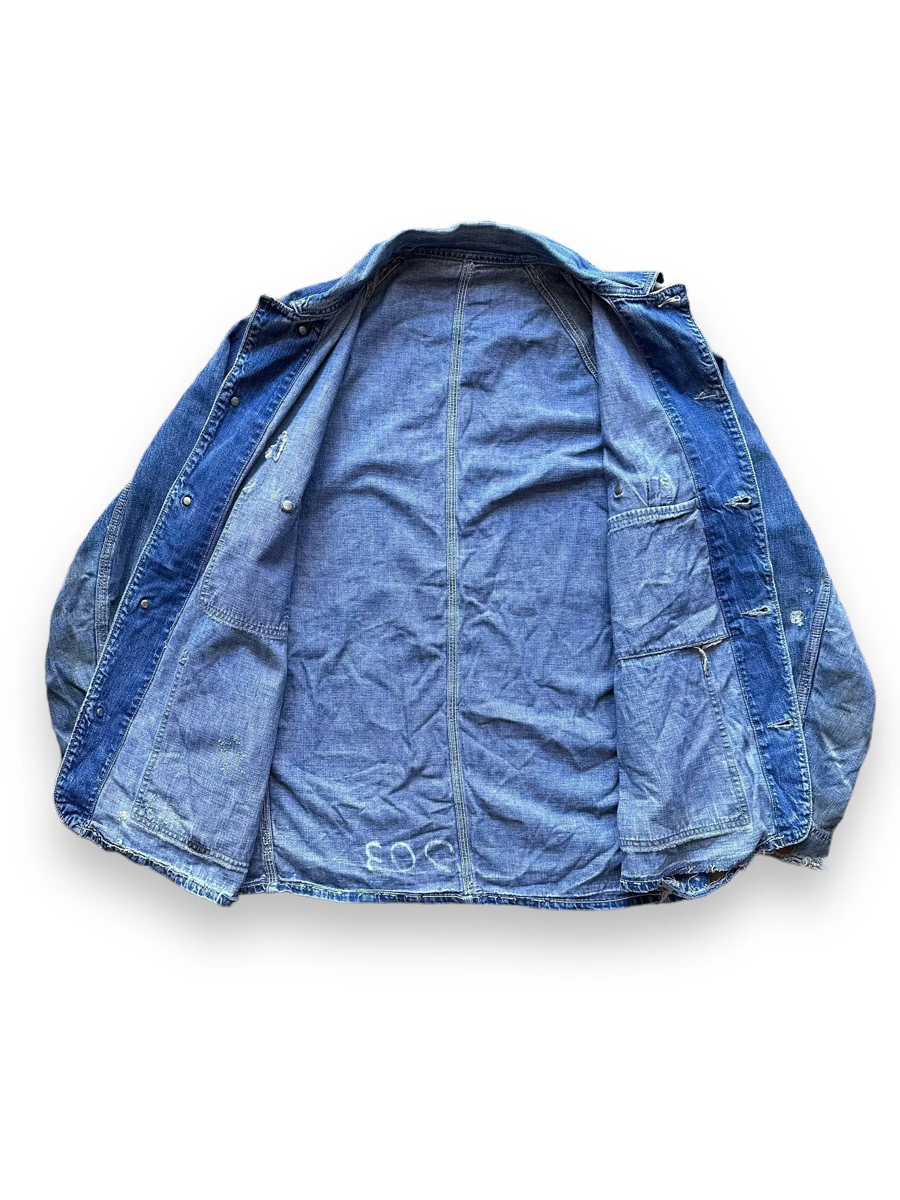 Vintage Head Light Denim Prisoner Chore Coat SZ 42