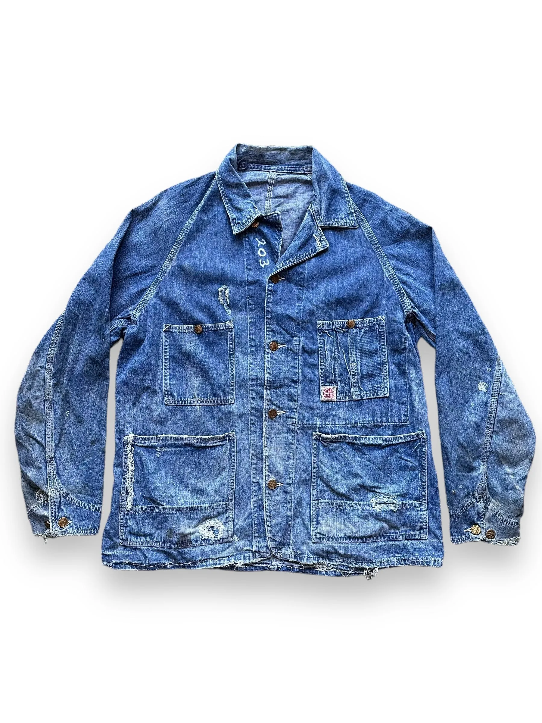 Vintage Head Light Denim Prisoner Chore Coat SZ 42