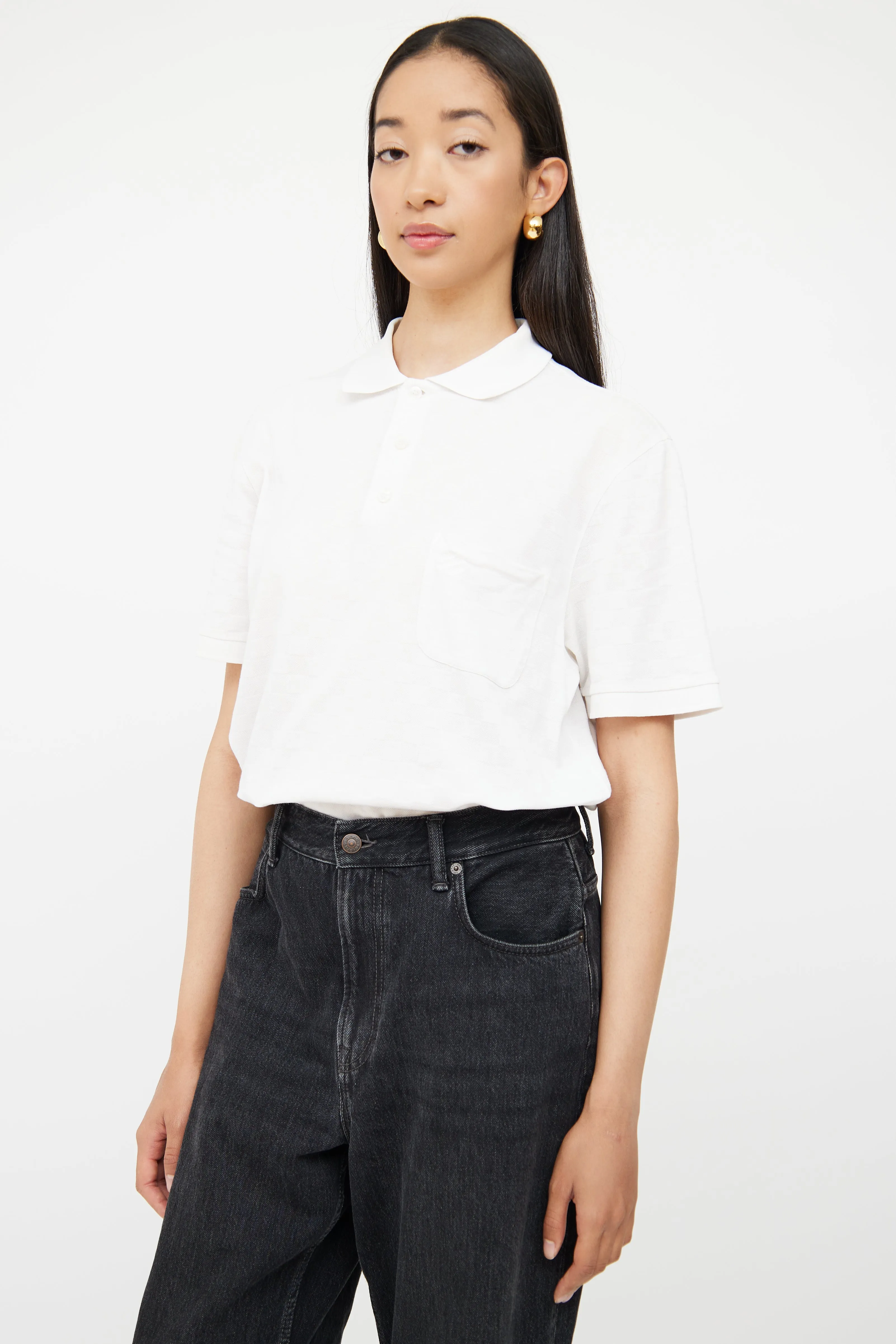 White Damier Polo Shirt