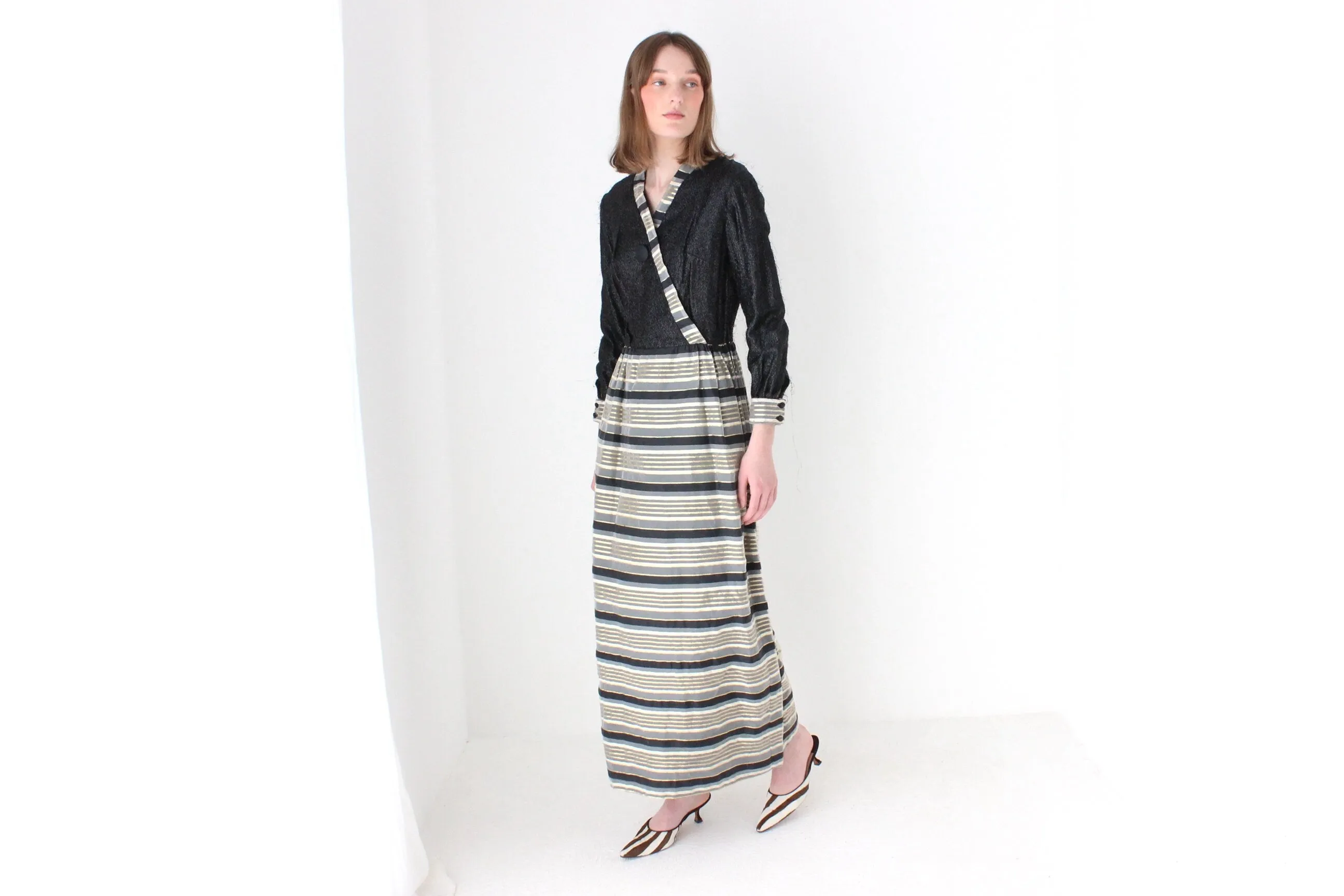 Wild 70s Hand Made Metallic Hostess Cocktail Dress