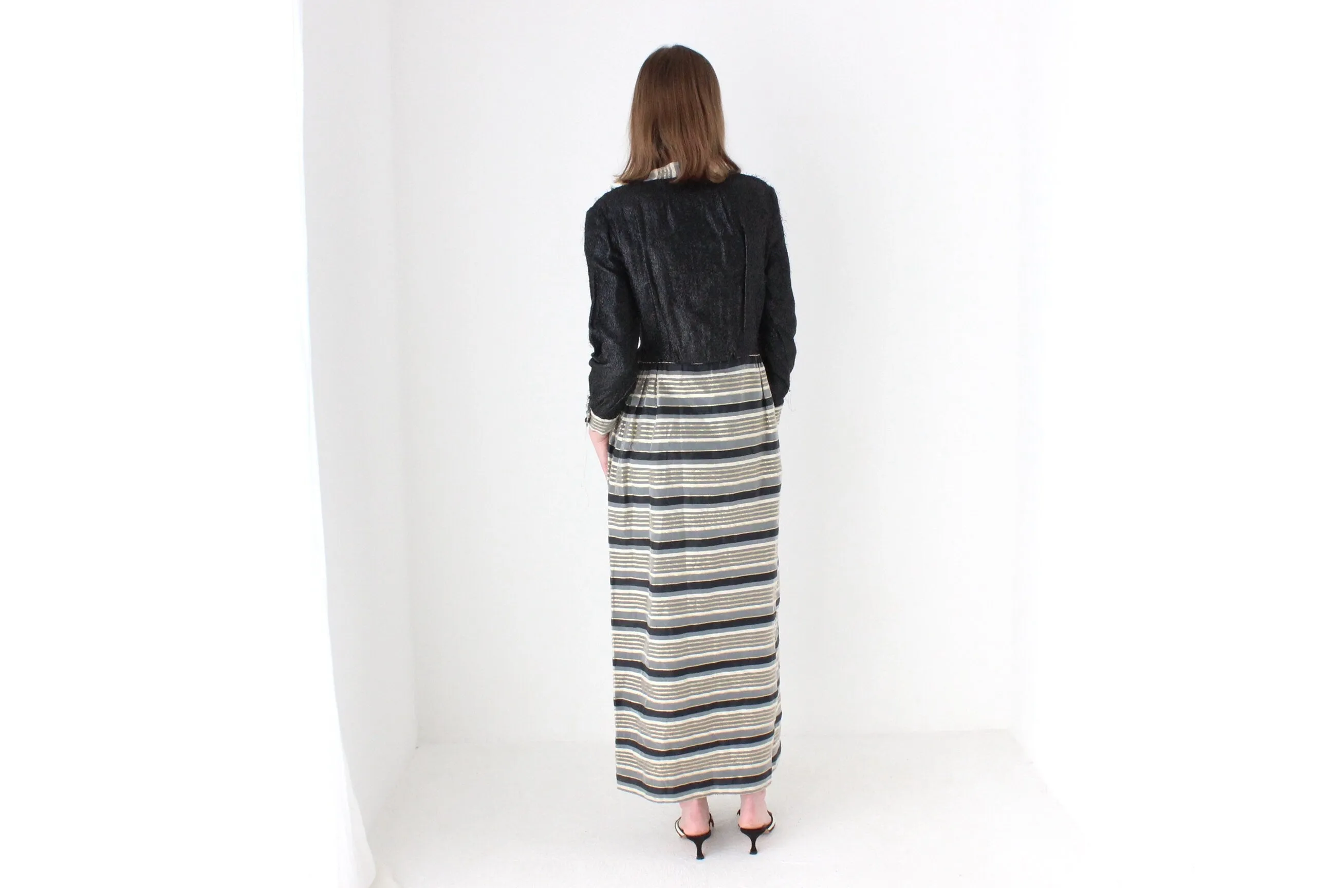 Wild 70s Hand Made Metallic Hostess Cocktail Dress