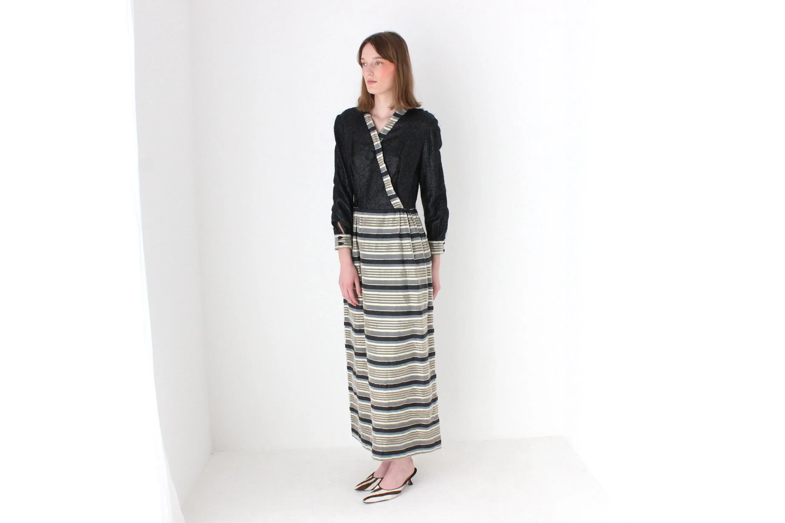 Wild 70s Hand Made Metallic Hostess Cocktail Dress
