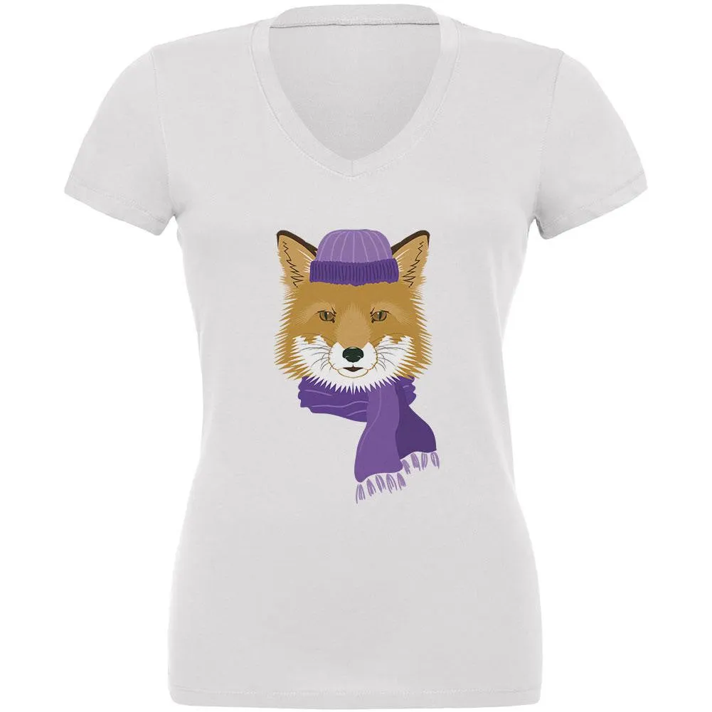 Winter Fox Black Juniors V-Neck T-Shirt