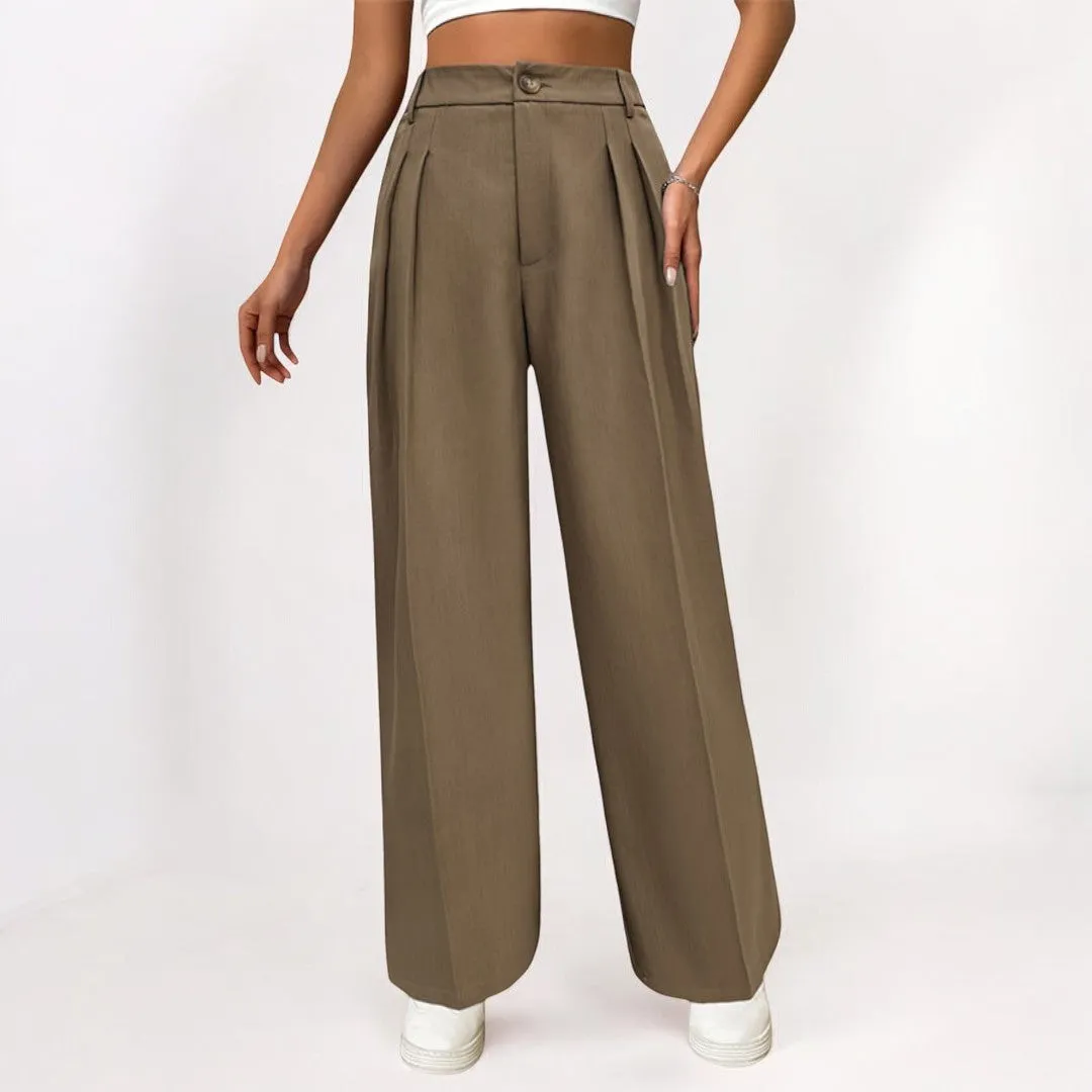 Women Pleated Loose High Waist Casual Pants
