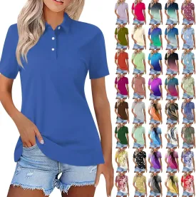 Womens Golf Collared Polo Shirts Lightweight Breathable Workout Tops Summer Quick Dry Short Sleeve Business Casual Tops